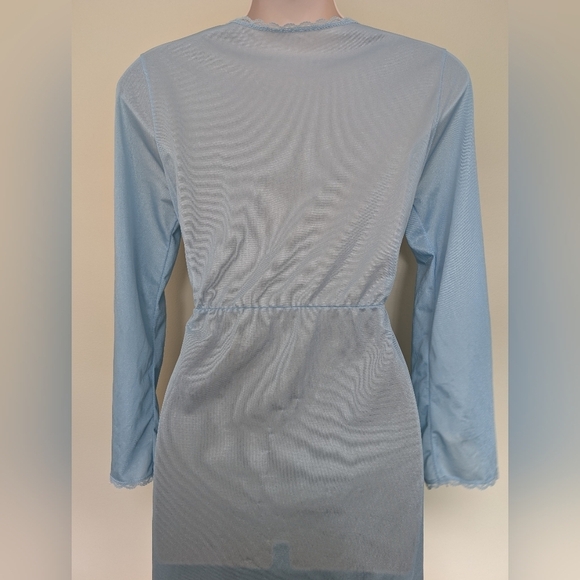 Vintage floral embroidered robe blue xs small - Picture 8 of 12